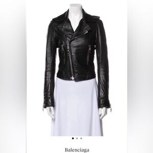 Balenciaga Black Lamb Leather Moto Biker Jacket